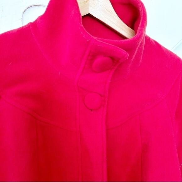 Kiabi Woman Red Long Sleeve Stand Collar Two Button Winter Coat Size EU38/40 - Picture 2 of 6